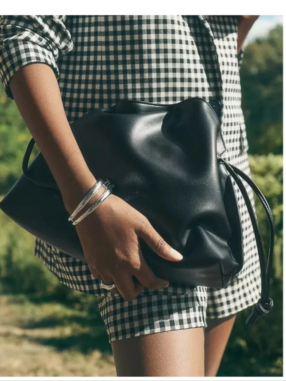 Drawstring Faux Leather Clutch